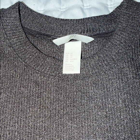 Ribbed Long Sleeve Knit Top - dark grey - Picture 3 of 3